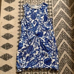 Blue and white mini dress with pockets